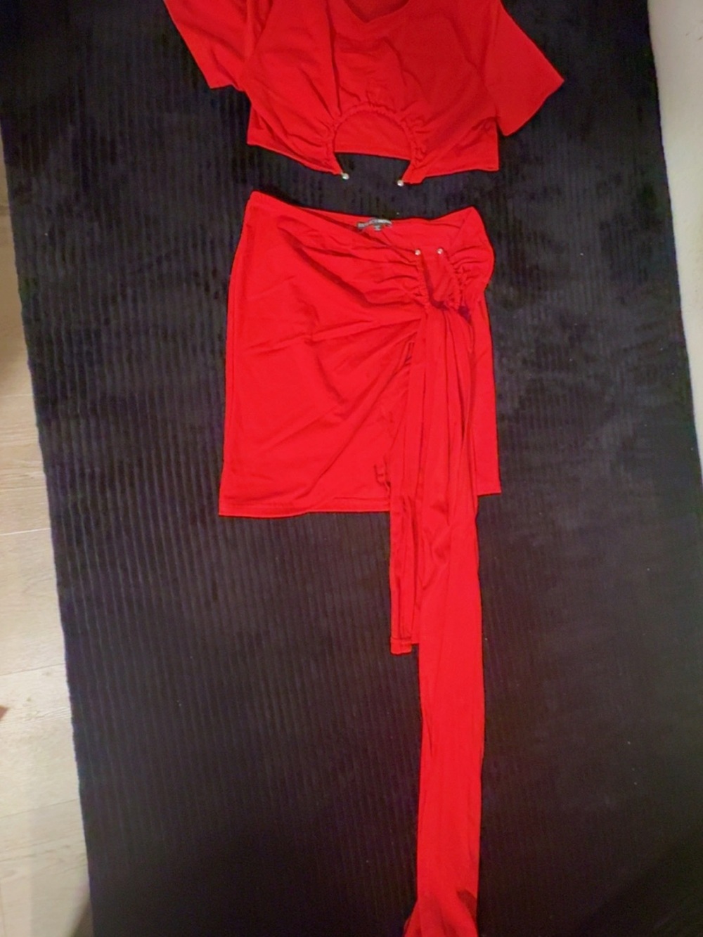SHEIN Red Side-Tie Draped Mini Skirt